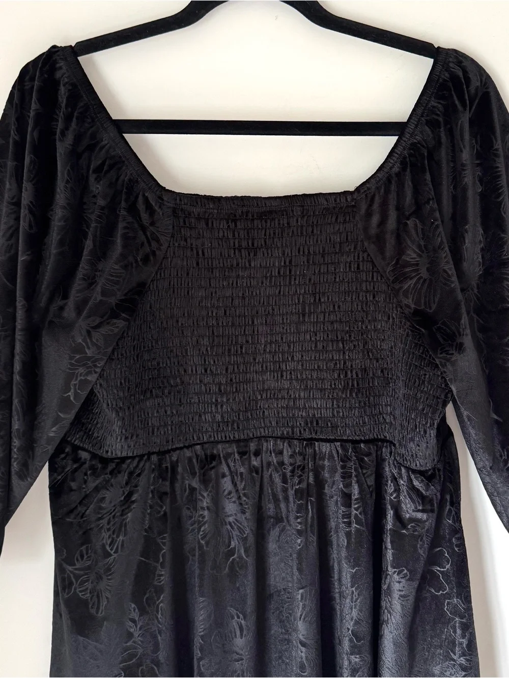 Torrid Black Velvet Corset Peplum Blouse Top Floral Embossed Size 1X - Picture 7 of 13